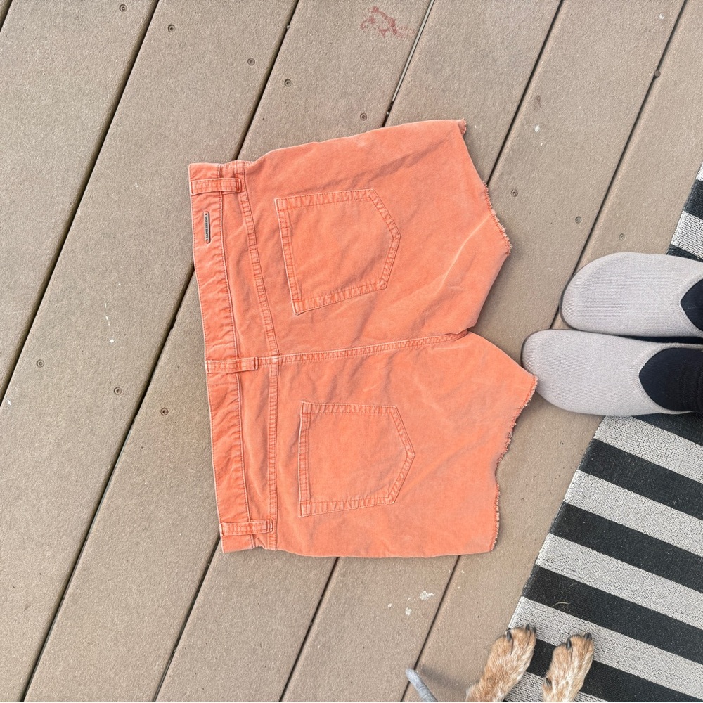 Carve Designs Coral Orange Raw-Hem Denim Shorts - Picture 3 of 3
